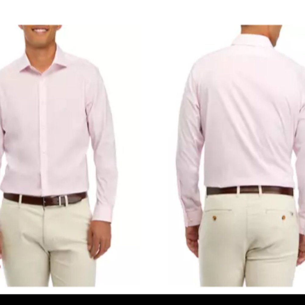 DEFECT Calvin Klein Men SlimFit Performance 14.5 32/33 Herringbone Pink $75 A379
